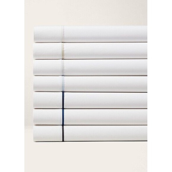 Ralph Lauren Palmer Home Bedding Flat Sheet White Polo Navy Blue TWIN - Picture 5 of 6
